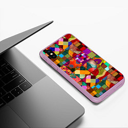 Чехол iPhone XS Max матовый Лоскутное шитье, пэчворк из нейросети, цвет: 3D-сиреневый — фото 2