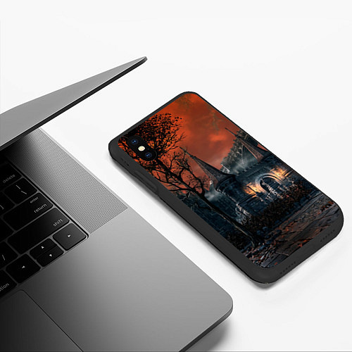 Чехол iPhone XS Max матовый Bloodborne пейзаж / 3D-Черный – фото 3