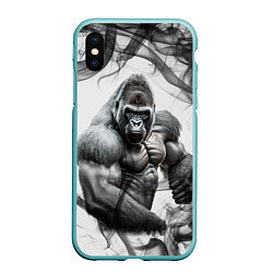 Чехол iPhone XS Max матовый Накаченная горилла, цвет: 3D-мятный