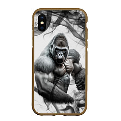 Чехол iPhone XS Max матовый Накаченная горилла, цвет: 3D-коричневый