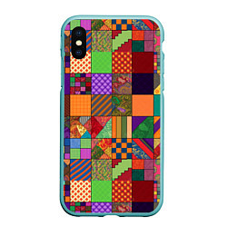 Чехол iPhone XS Max матовый Разноцветные лоскуты от нейросети, цвет: 3D-мятный