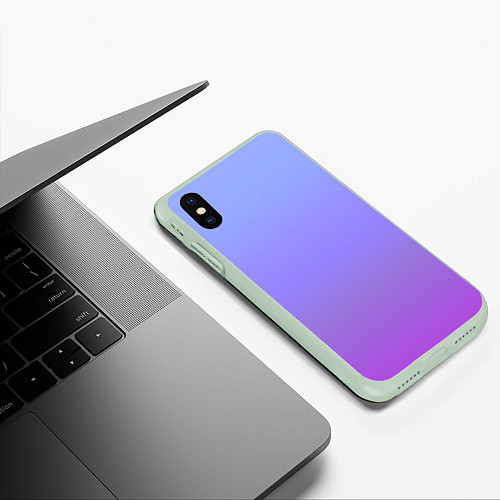 Чехол iPhone XS Max матовый Фиолетовый градиент / 3D-Салатовый – фото 3