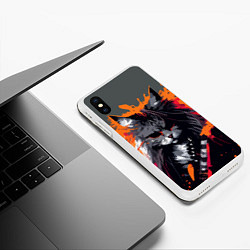 Чехол iPhone XS Max матовый Rocker Cat on a gray background - C-Cats collectio, цвет: 3D-белый — фото 2