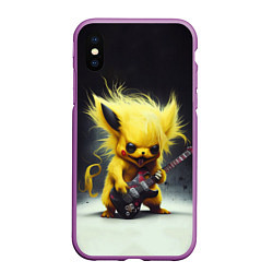 Чехол iPhone XS Max матовый Rocker Pikachu, цвет: 3D-фиолетовый