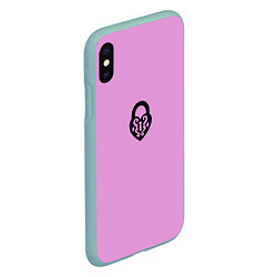 Чехол iPhone XS Max матовый Замочек к ключику розовый, цвет: 3D-мятный — фото 2