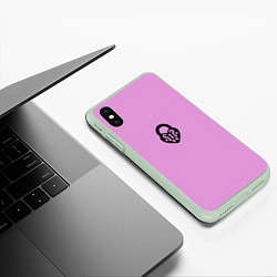 Чехол iPhone XS Max матовый Замочек к ключику розовый, цвет: 3D-салатовый — фото 2