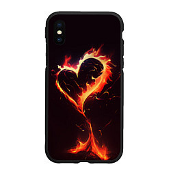 Чехол iPhone XS Max матовый Арт нейросети пламенное сердце, цвет: 3D-черный