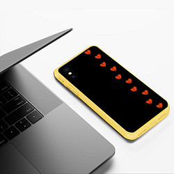 Чехол iPhone XS Max матовый Дорожка разбитых сердец - темный, цвет: 3D-желтый — фото 2