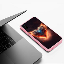 Чехол iPhone XS Max матовый Каменное сердце в неоновом красном электрическом с, цвет: 3D-баблгам — фото 2