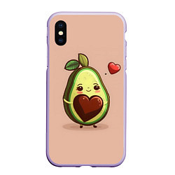 Чехол iPhone XS Max матовый Влюбленная авокадо - парные, цвет: 3D-светло-сиреневый