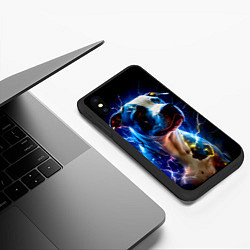 Чехол iPhone XS Max матовый Стаффордшир искрящий молниями, цвет: 3D-черный — фото 2