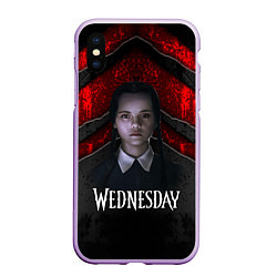 Чехол iPhone XS Max матовый Wedneday black and red, цвет: 3D-сиреневый