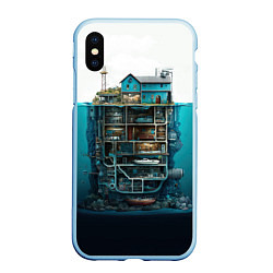 Чехол iPhone XS Max матовый Подводный дом, цвет: 3D-голубой