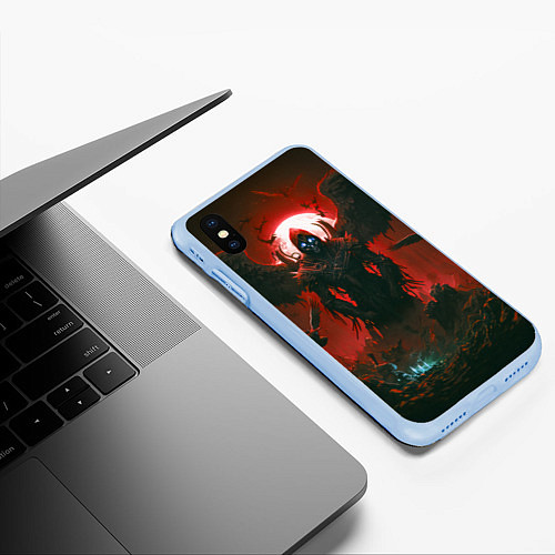 Чехол iPhone XS Max матовый Крылатый демон / 3D-Голубой – фото 3