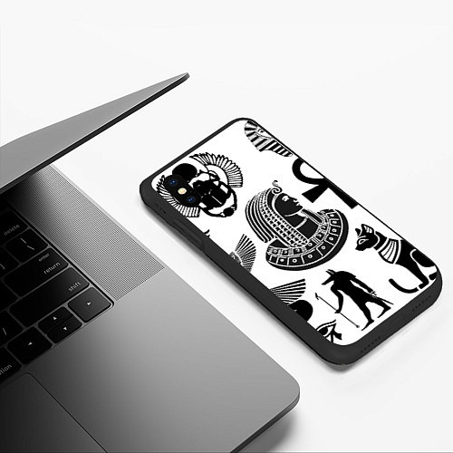 Чехол iPhone XS Max матовый Египетские знаки / 3D-Черный – фото 3