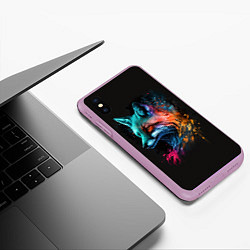 Чехол iPhone XS Max матовый Неоновая лисичка, цвет: 3D-сиреневый — фото 2