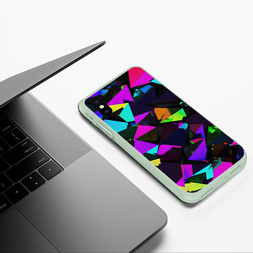 Чехол iPhone XS Max матовый Shapes triangle geometry / 3D-Салатовый – фото 3