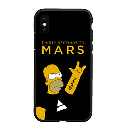 Чехол iPhone XS Max матовый 30 Seconds to Mars Гомер Симпсон рокер, цвет: 3D-черный
