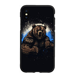 Чехол iPhone XS Max матовый Сильный медведь, цвет: 3D-черный
