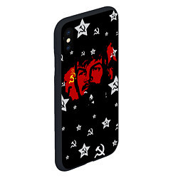 Чехол iPhone XS Max матовый Ленин на фоне звезд, цвет: 3D-черный — фото 2