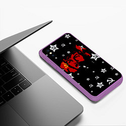 Чехол iPhone XS Max матовый Ленин на фоне звезд, цвет: 3D-фиолетовый — фото 2