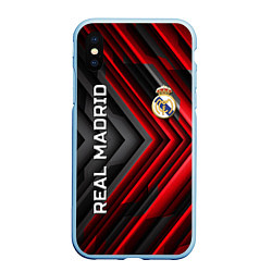 Чехол iPhone XS Max матовый Real Madrid art, цвет: 3D-голубой