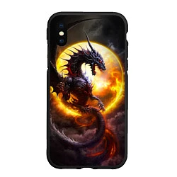 Чехол iPhone XS Max матовый Звездный дракон, цвет: 3D-черный