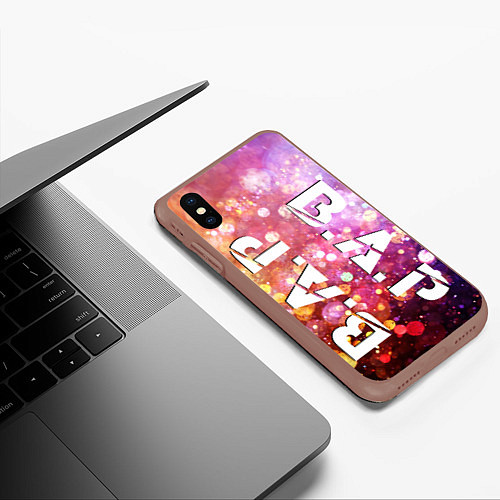 Чехол iPhone XS Max матовый BAP vertical logo / 3D-Коричневый – фото 3