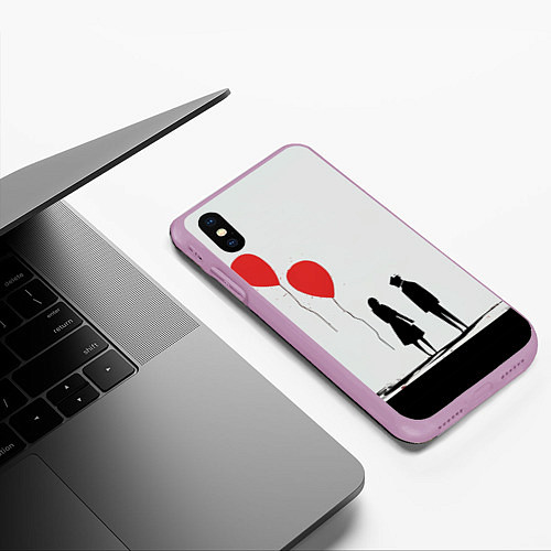 Чехол iPhone XS Max матовый Минималистичный День влюблённых / 3D-Сиреневый – фото 3