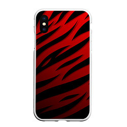 Чехол iPhone XS Max матовый Красный градиент - языки пламени, цвет: 3D-белый
