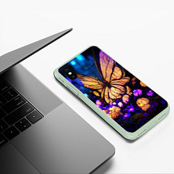 Чехол iPhone XS Max матовый Цветок бабочка midjouney, цвет: 3D-салатовый — фото 2