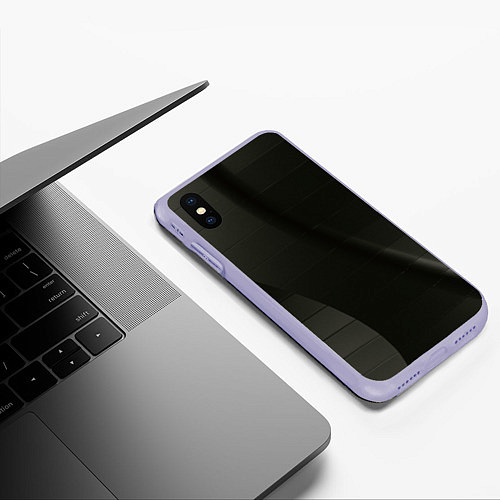 Чехол iPhone XS Max матовый Чёрные геометрические металлические листы / 3D-Светло-сиреневый – фото 3