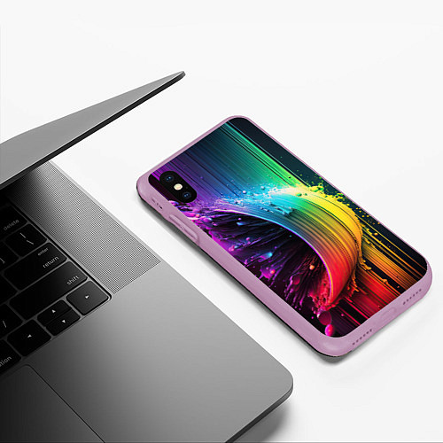 Чехол iPhone XS Max матовый Волна красок / 3D-Сиреневый – фото 3