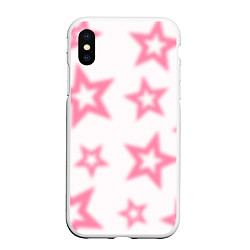 Чехол iPhone XS Max матовый Pink and white stars, цвет: 3D-белый