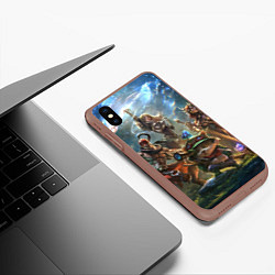 Чехол iPhone XS Max матовый Лига Легенд персонажи, цвет: 3D-коричневый — фото 2