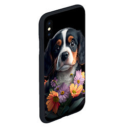 Чехол iPhone XS Max матовый Бернский зенненхунд милый щенок, цвет: 3D-черный — фото 2