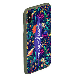 Чехол iPhone XS Max матовый Magnificent Великолепная цветы, цвет: 3D-темно-зеленый — фото 2