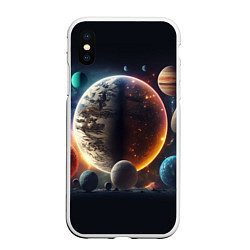Чехол iPhone XS Max матовый Ппланеты и космос от нейросети, цвет: 3D-белый
