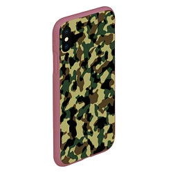 Чехол iPhone XS Max матовый Военный камуфляж, цвет: 3D-малиновый — фото 2