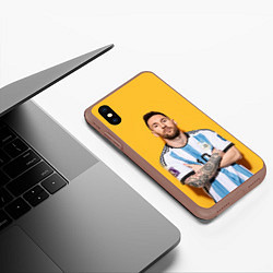 Чехол iPhone XS Max матовый Lionel Messi 10, цвет: 3D-коричневый — фото 2