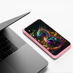 Чехол iPhone XS Max матовый Разноцветный дракончик в лесу, цвет: 3D-баблгам — фото 2