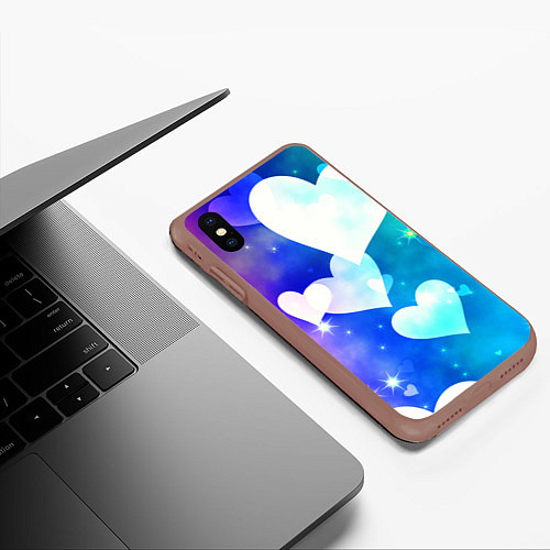 Чехол iPhone XS Max матовый Dreamy Hearts Multicolor / 3D-Коричневый – фото 3