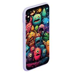 Чехол iPhone XS Max матовый Карнавал веселых монстриков, цвет: 3D-светло-сиреневый — фото 2