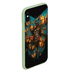 Чехол iPhone XS Max матовый Бабочки в груди, цвет: 3D-салатовый — фото 2