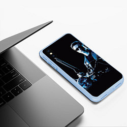 Чехол iPhone XS Max матовый Терминатор art, цвет: 3D-голубой — фото 2
