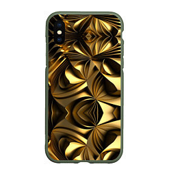Чехол iPhone XS Max матовый Золотой калейдоскоп, цвет: 3D-темно-зеленый