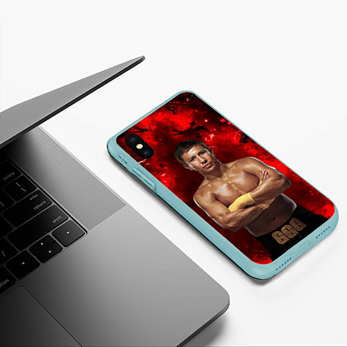 Чехол iPhone XS Max матовый Головкин GGG / 3D-Мятный – фото 3