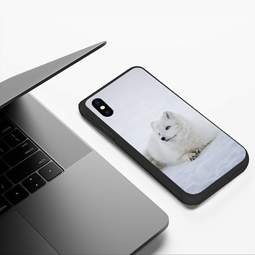 Чехол iPhone XS Max матовый Полярная лисичка / 3D-Черный – фото 3