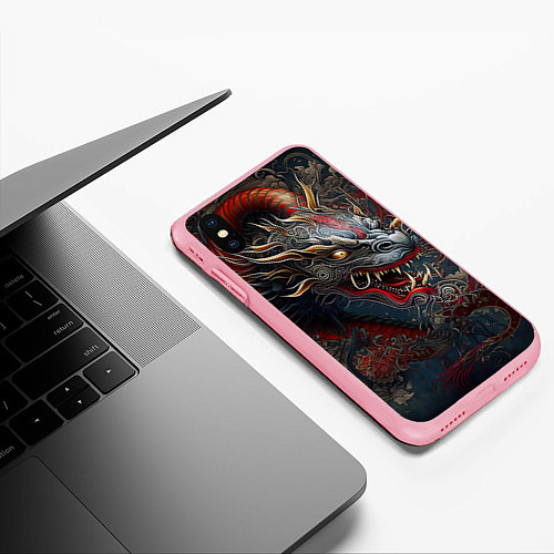 Чехол iPhone XS Max матовый Дракон Irezumi / 3D-Баблгам – фото 3