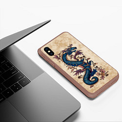 Чехол iPhone XS Max матовый Irezumi японский дракон-змей, цвет: 3D-коричневый — фото 2